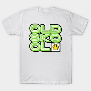 Old Skool Rave Green and White Lettering T-Shirt